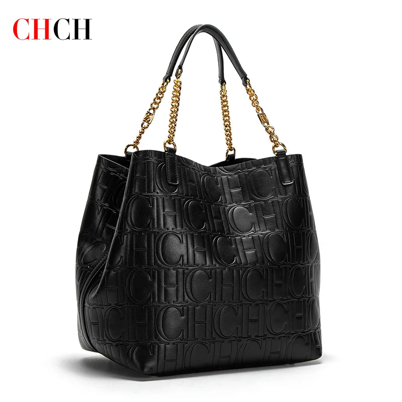 Maxy CHCH Women's Tote Bag New Steel Embossed Handbag Large Capacity Business Storage Bag