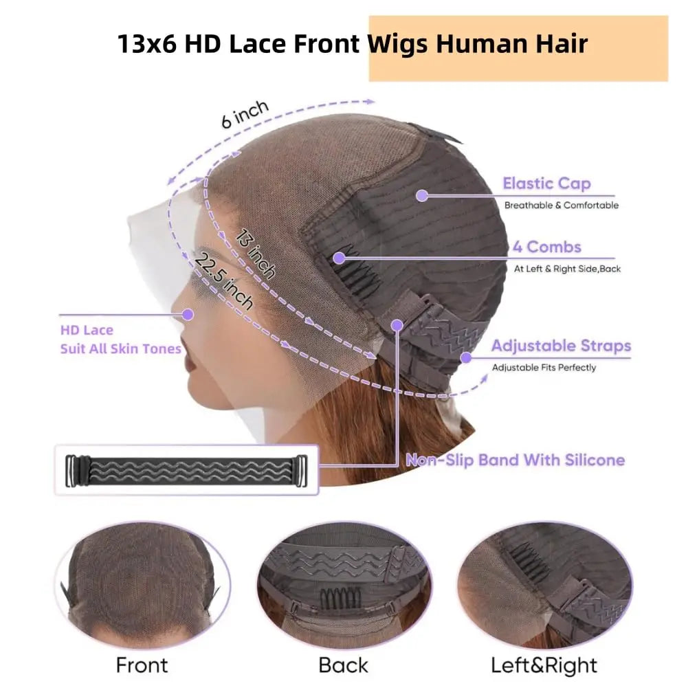 Highlight Wig Human Hair Body Wave Lace Frontal Wigs Colored 13x4 Lace Frontal Wig P4/27 Ombre Honey Blond Lace Front Human Hair