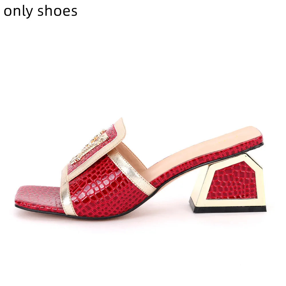 Newest Brilliant Maxy Shoes and Bag Sets Yellow Color Women's Wedding Stronger Heels Shoes with Bag For African Lady Sandals
