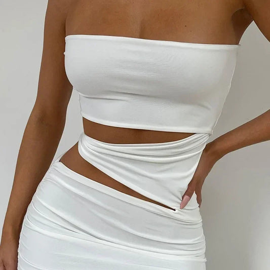 Maxy Summer Sexy Spice Girl Style Pleated Hollow Out Bodycon Night Club Party Dress for Women Plus Size 9XL 8XL 7XL 6XL