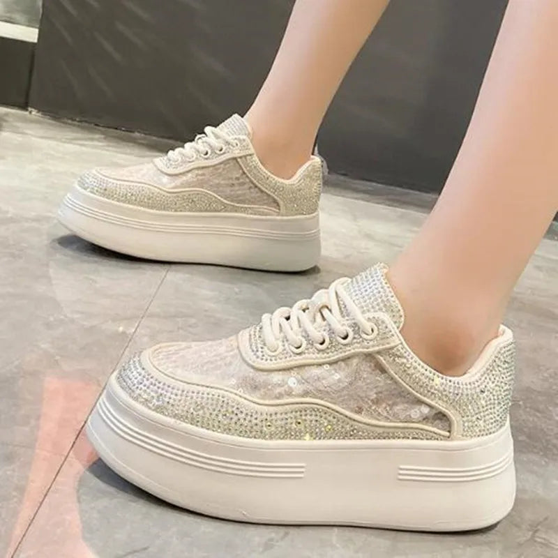 Amay NEW Spring Bright Black Color Chunky Shoes Women Vulcanized Sneakers Platform Shoe Luxury Designer Sneaker Zapatillas Mujer