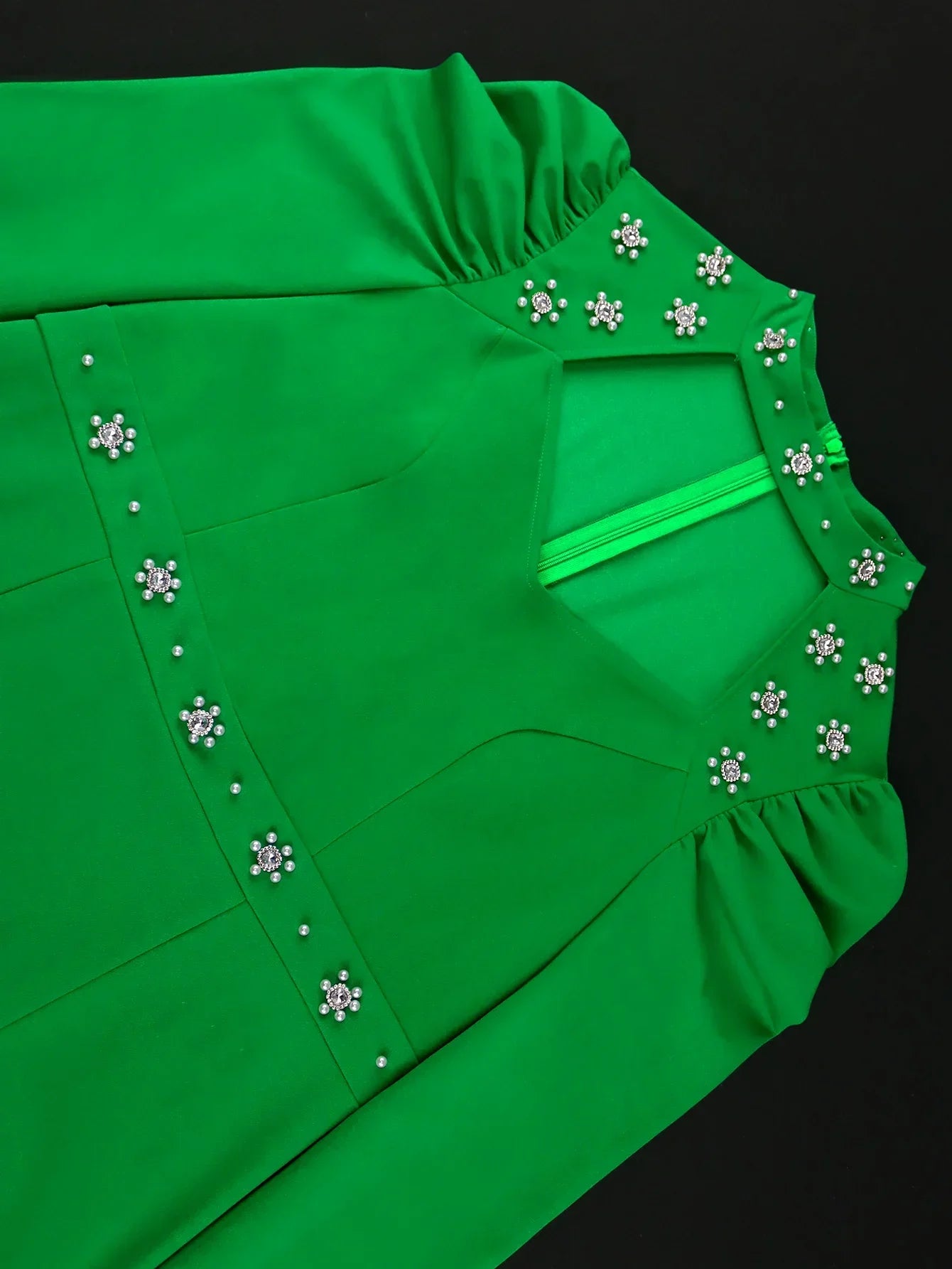 Maxy Green Christmas Dress Elegant Beading Hollow Out High Waist Bodycon New Luxury Diamond Birthday Slim  Xmas Dresses Occasion New