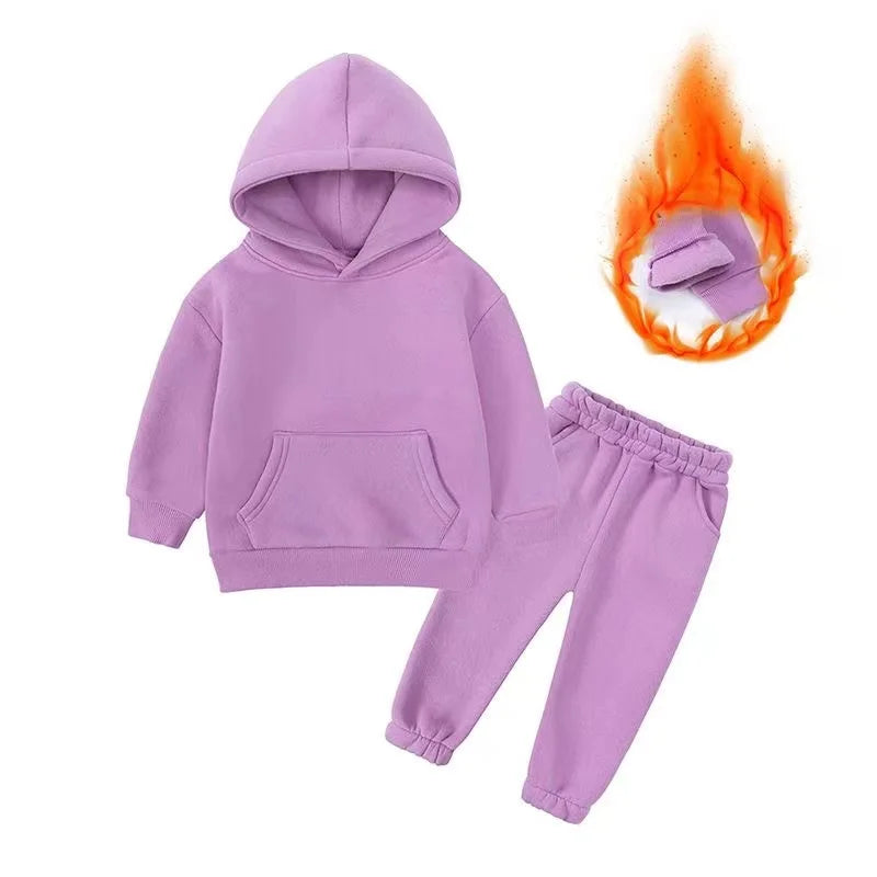 New Autumn Winter Fashion Baby Boys Girls Clothes Children Thicken Hoodies Pants 2Pcs/Set Toddler Sports Costume Kids Tracksuits