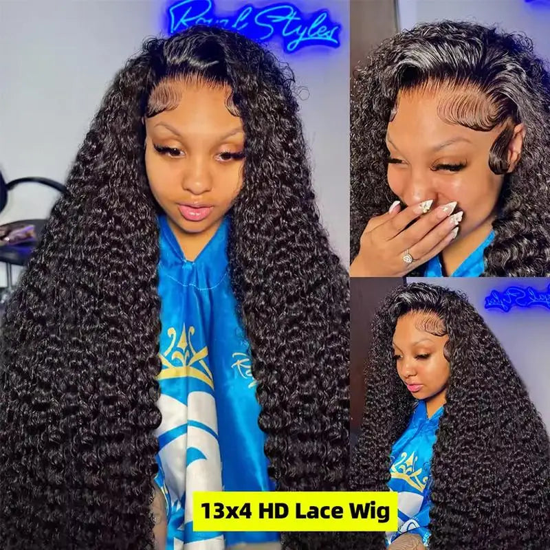 Maxy 250% Density Deep Wave Human Hair Wig 13x6 Curly Transparent Lace Frontal Wigs Human Hair for Women Pre Plucked with Baby Hair