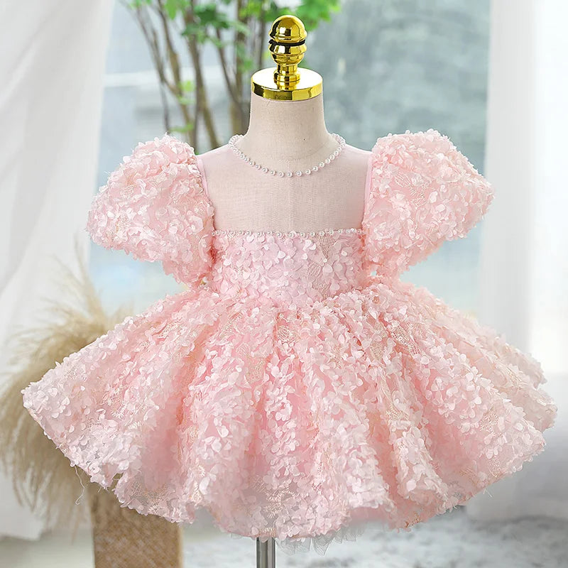Maxy Child Pageant Luxury Evening Ball Gown Birthday Party Dress for Girls with Pearls and Lace Weddings Parties Kids Formal Dresses
