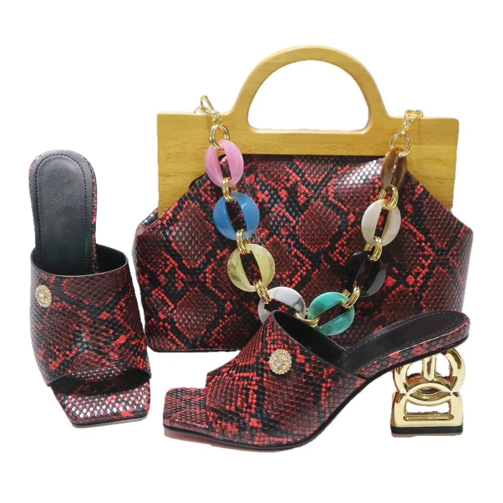Maxy New Arrival Fashion High Heels 6.5CM Shoes and Bag Set for New Year Party Italian Style Classics Women Shoes and Bag Set