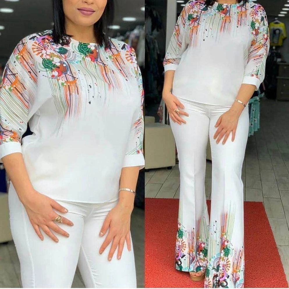 Maxy 2 Piece Set Africa Clothes 2024 African New Dashiki Fashion Suit Top And Trousers Super Elastic Party Big Size For Lady