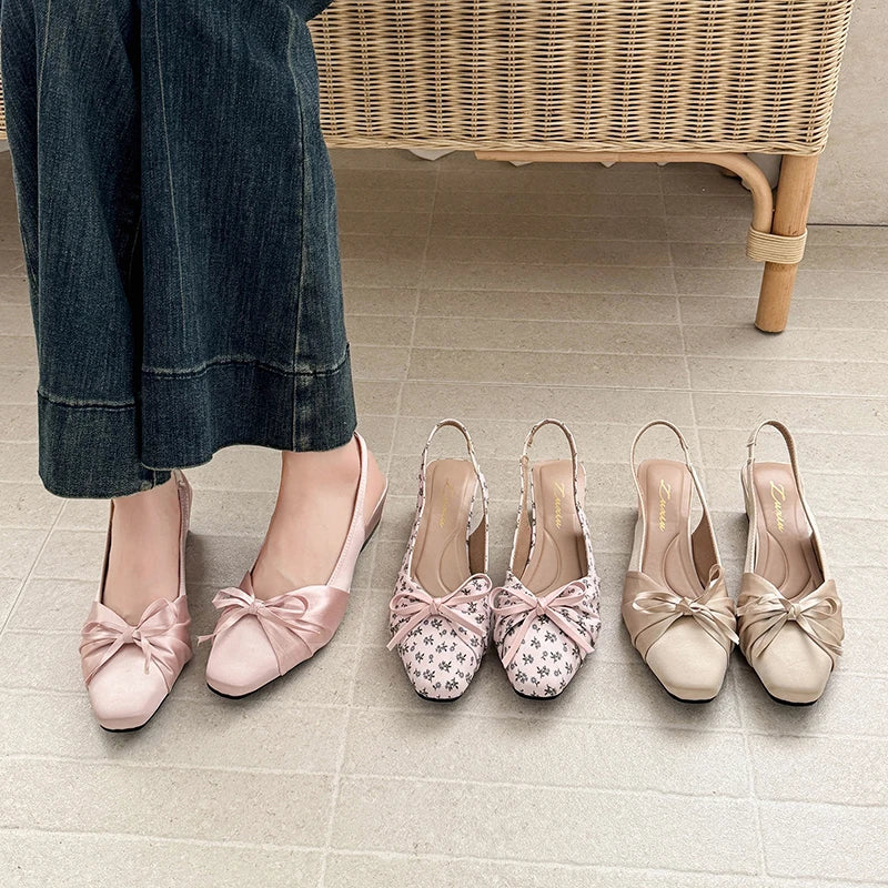 Maxy Pointed Toe Women Wedges Heels Sandals Banquet Party Shoes Elegant Butterfly-knot