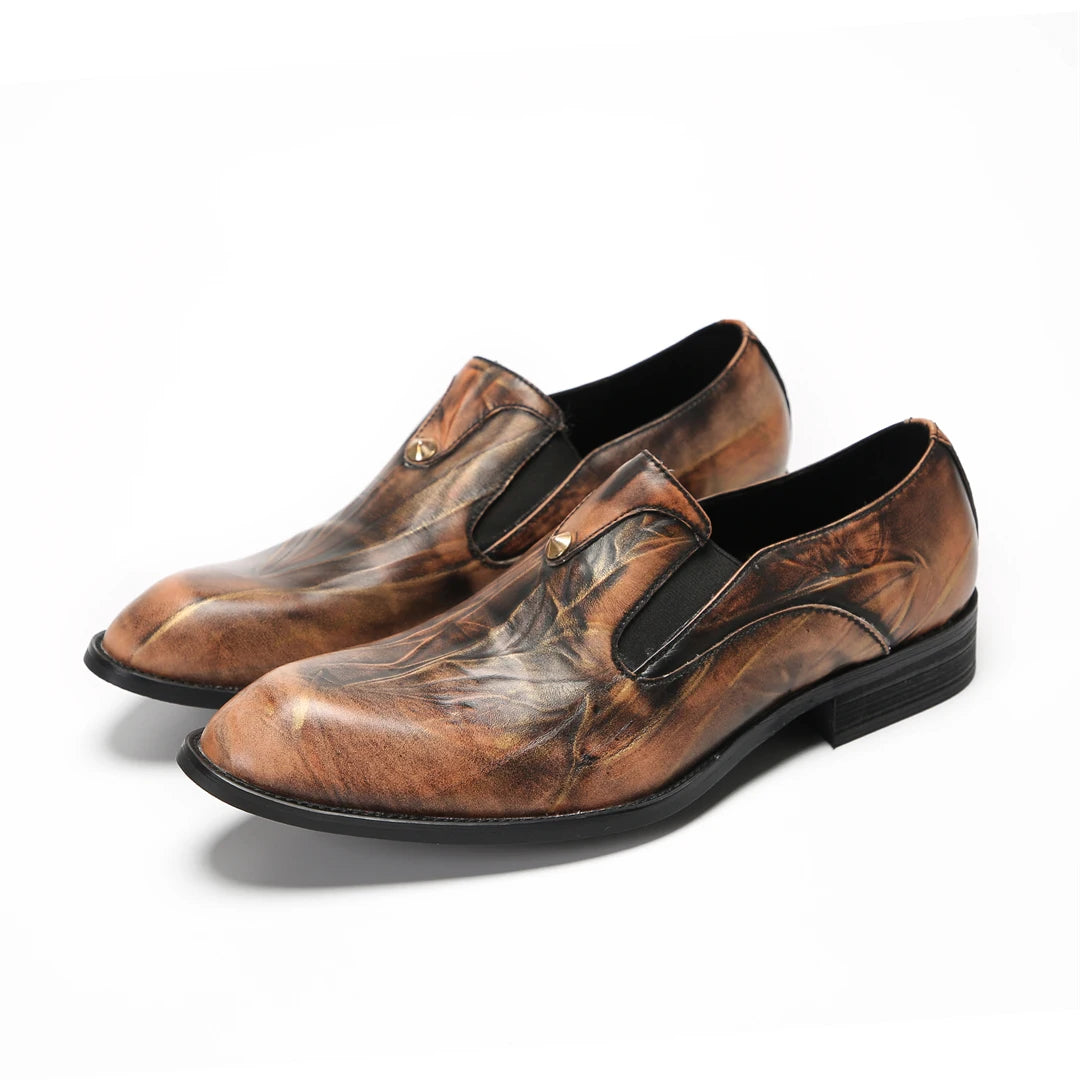Visco Italian Business Casual Male Shoes Plus Size Slip on Formal Brogue Shoes Wedding Party Shoes Men Genuine Leather Dress Shoes