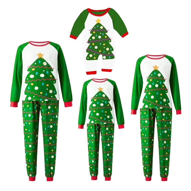 Max Christmas Family Matching Pajama Sets Cute Christmas Tree Elk Sleepwear Holiday PJS Sleepwear for Couples Kids Baby