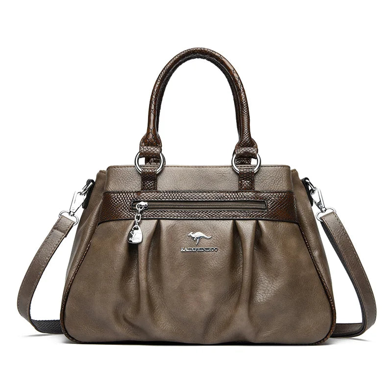 Maxy Three Layers Luxury Casual Tote Women Bag High Quality Leather Ladies Hand Bags for Women Big Shoulder Crossbody Bags Sac A Main