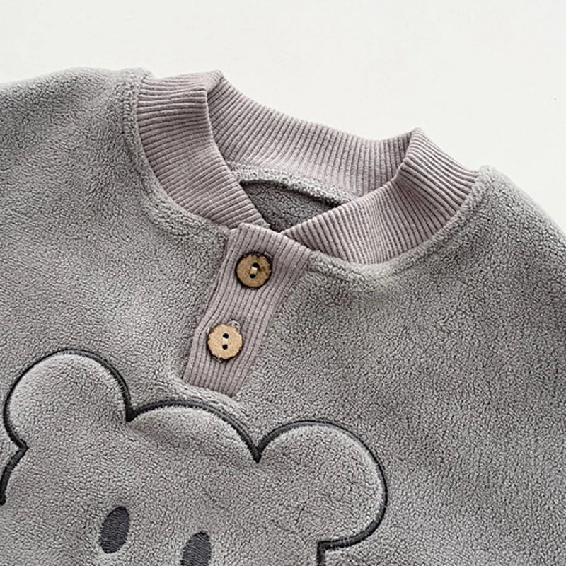 Maxy Children's Warm Fleece Suit Tracksuit Set for Boy Girl Baby Clothes Fall Winter Insulated Sweatshirt Pants Sportwear