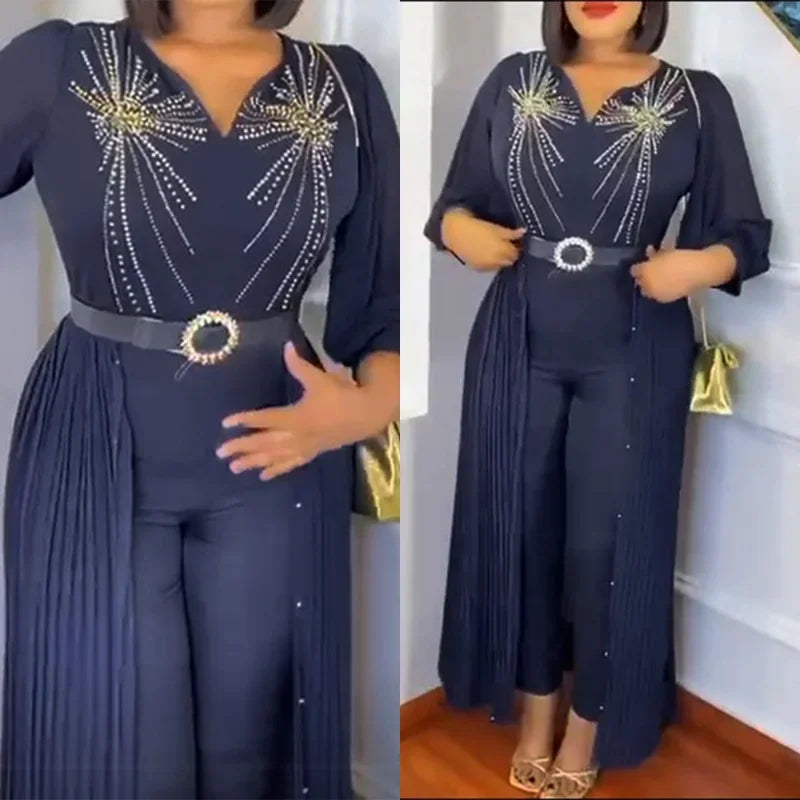 Maxy 2 Piece Set Africa Clothes 2024 African New Dashiki Fashion Suit Top and Trousers Pants Suits Party Plus Size For Lady