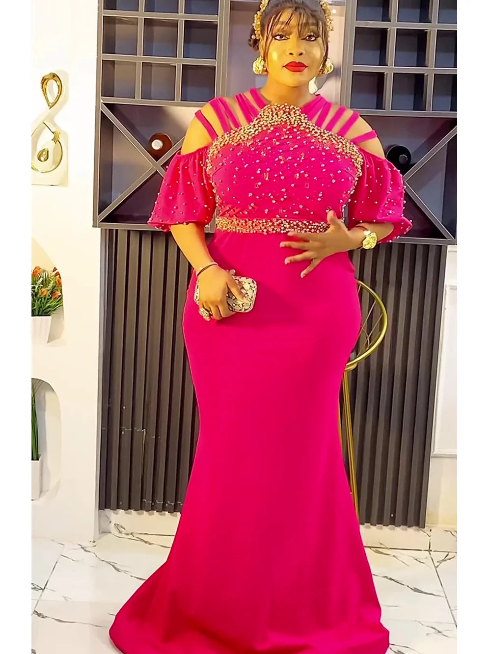 Amay Plus Size African Party Dresses for Women New Fashion Dashiki Ankara Wedding Evening Gown Elegant Turkey Muslim Maxy Dress