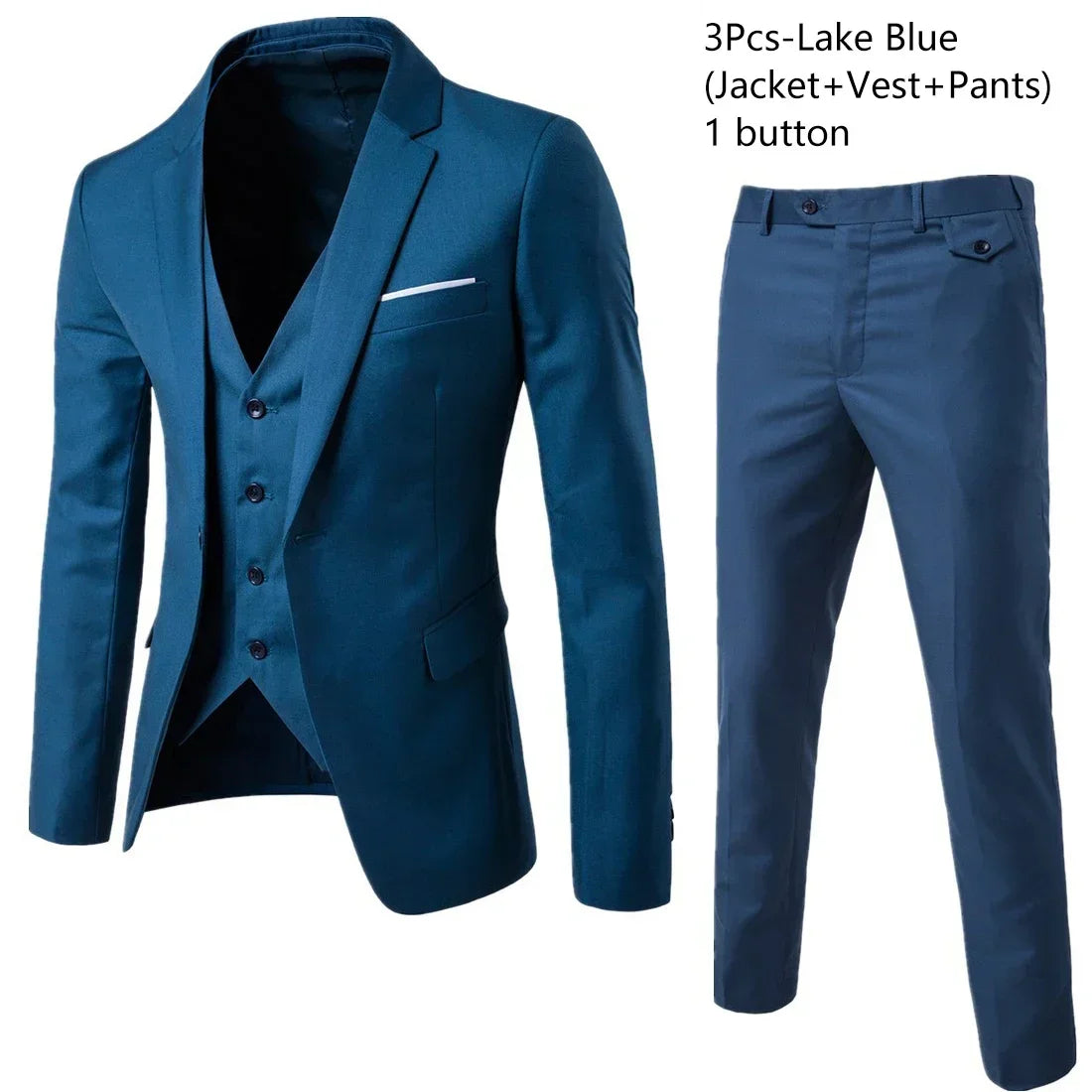 Visco Men Suits For Business Wedding Blazers 2 Pieces 3 Sets Elegant Full Vest Pants Coats Formal Jackets Luxury
