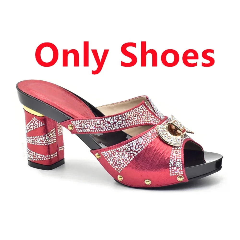 Maxy New Arrival African Matching Shoes and Bags in Women Nigerian Party Pumps Wedding Shoes Bride Wide Heels Women