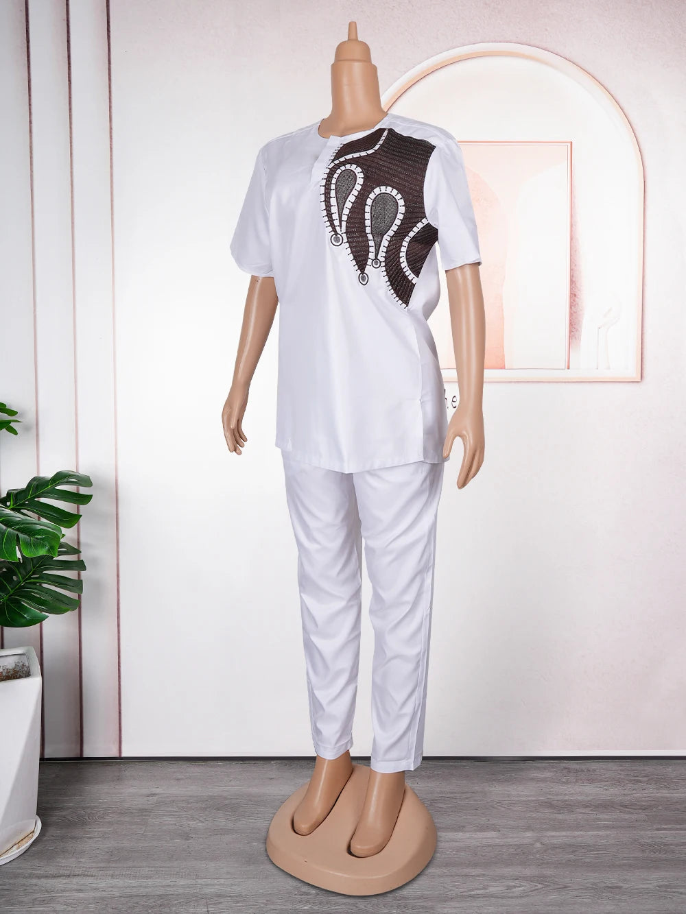 Maxy H&D African Clothes For woman Shirt Pants 2 pieces Suit woman Agbada Traditional Embroidery Clothes Robe Party Wedding Dashiki