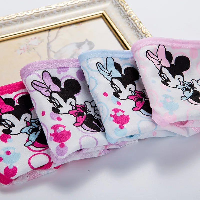 Maxy 1/4pcs Disney Anime Minnie Mouse Girl Underwear Kawaii Mickey Minnie Children Underpants Cartoon Princess Shorts Kids Gifts
