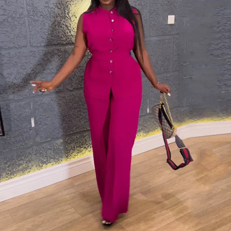 Maxy black Shirt Top & Cuffed Pants Set Women Wide Leg Pant Sets Two Piece Suit Loose O Neck High Waist Elegant Trousers Suits