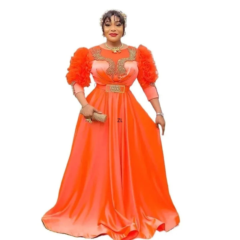 Amay Dresses For Women Elegant Spring Autumn Dashiki Midi Dress Ladies Traditional African Clothing Fairy Dresses