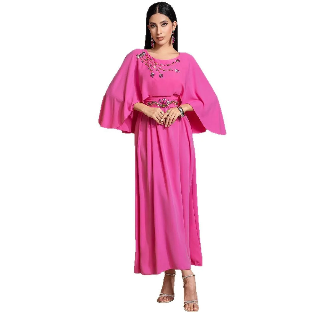 Maxy solid-color shawl dress from Dubai and Turkey, and a high-end beaded fashionable dress from Saudi Arabia. S-XXL