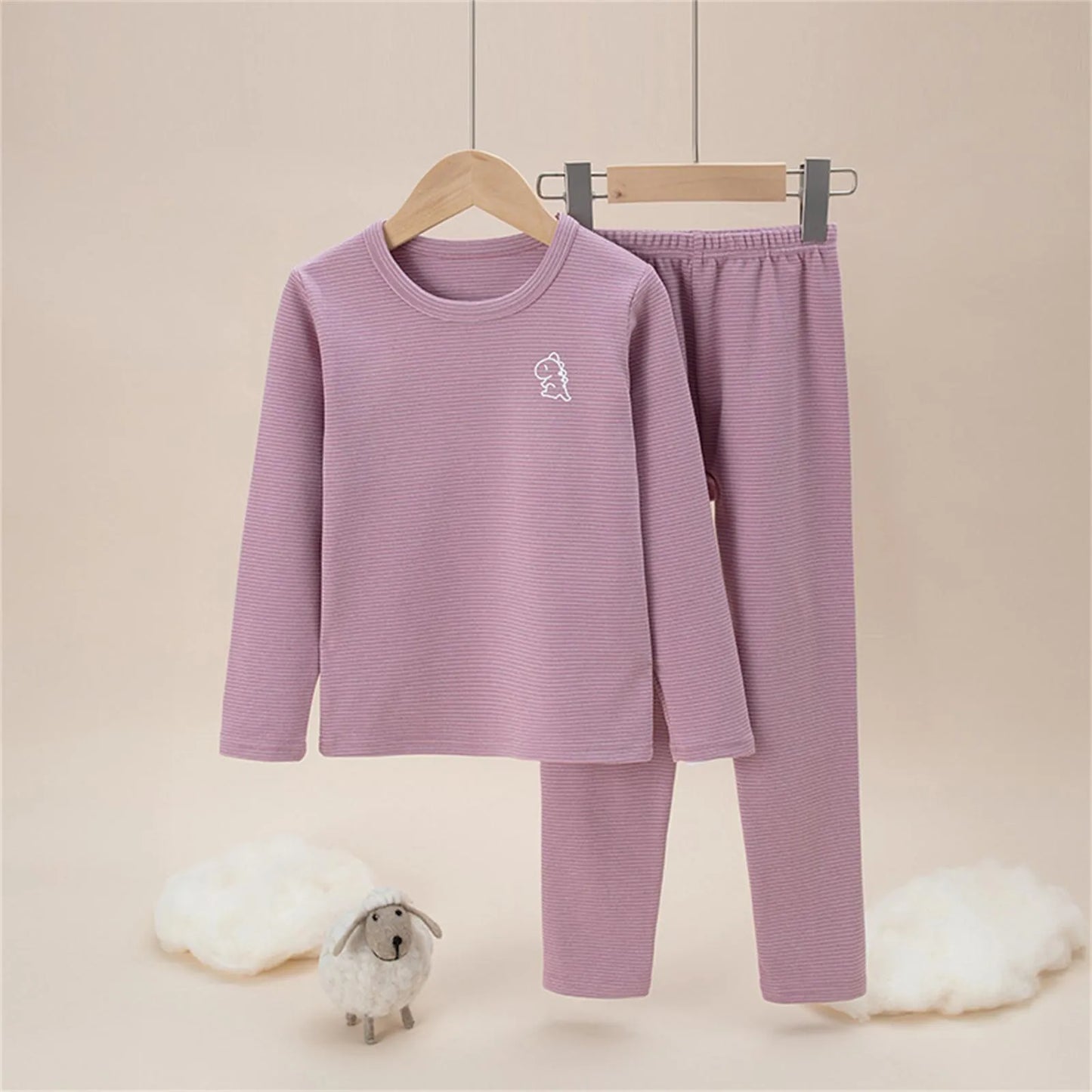 Amay Winter Warm Pajama's Sets for Boys Kids Thermal Pajamas Solid Color Toddler Sleepwear Autumn Clothes For Children Pajamas Suit