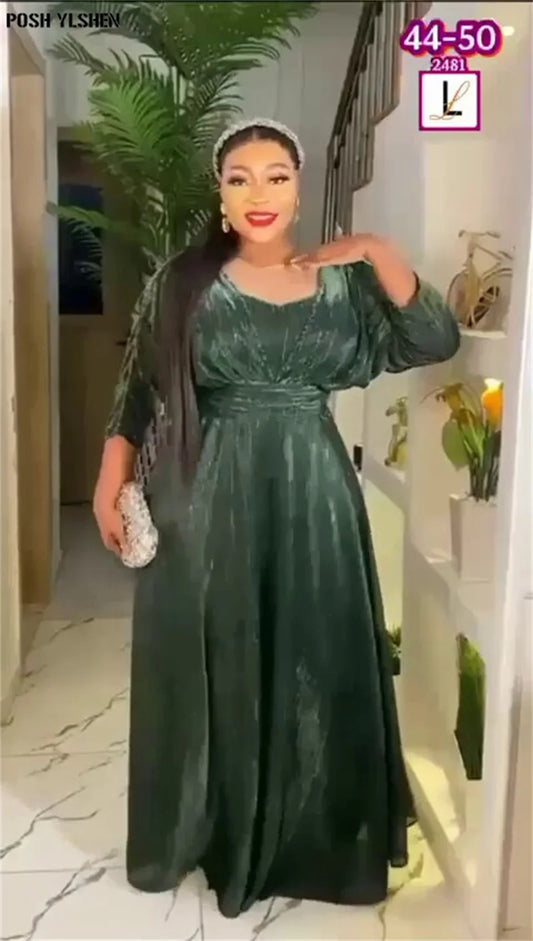 Amay Plus Size Evening Dresses for Women African Luxury Glitter Gown Elegant Turkey Wedding Party Long Dress Ankara Ladies Clothing
