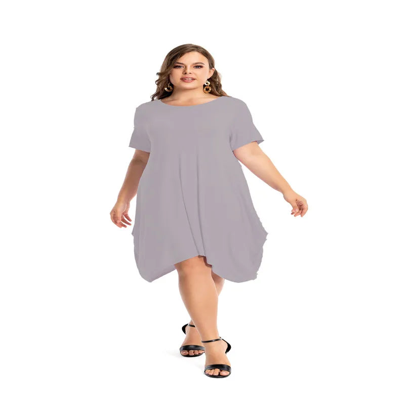 Amay Modal Cotton Nightgowns For Women Plus Size Short Sleeve O Neck Lounge PJS Pajama Dress 7XL 6XL 5XL Black White Red Sleepwear