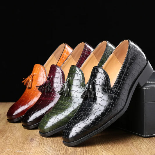 Amay New Italian Men's Dress Shoes Big Size Loafers Classic Tassel Comfortable Business Office Men Casual Shoes Formal Wedding Shoes