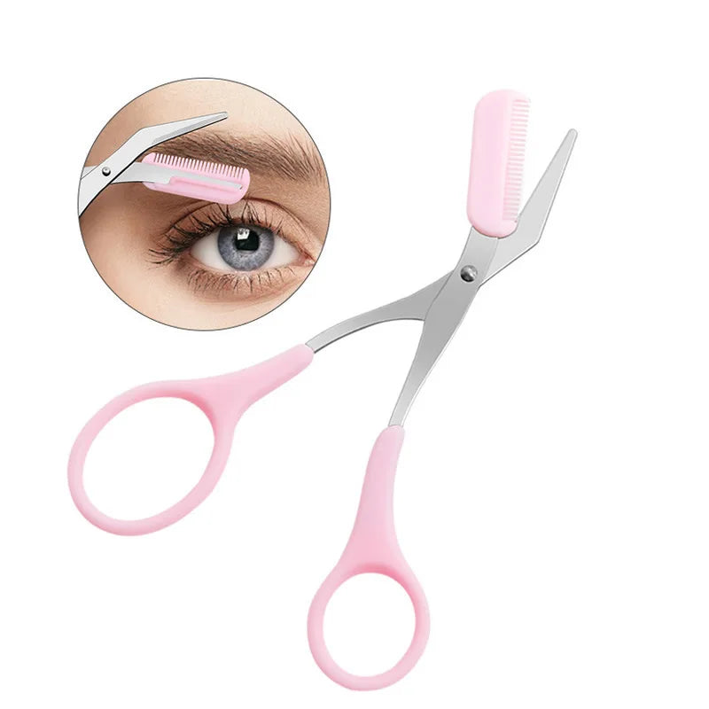 Maxy Eyebrow Razor Scissor Stainless Steel Safe Anti-scratch Trimmer for Beginners Crescent Sharp Beauty Tool Multi-color