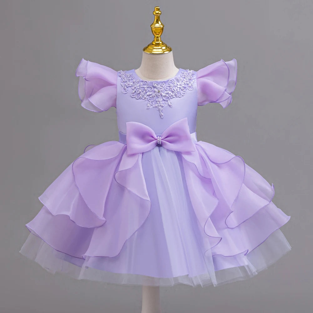 Maxy Princess dress; evening dress; bow puffy dress; stage performance dress; hostess dress; flower girl dress;