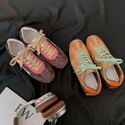 Maxy Japanese and Korean French flat casual shoes for women's spring and summer fashion lace up walking sports shoes women's shoes