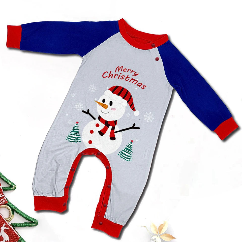 Maxy 2024 Snowman Letter Print Christmas Pajamas Mother-kids Boys Girls Baby Family Matching Sleepwear T Shirts Pants Pajama Set