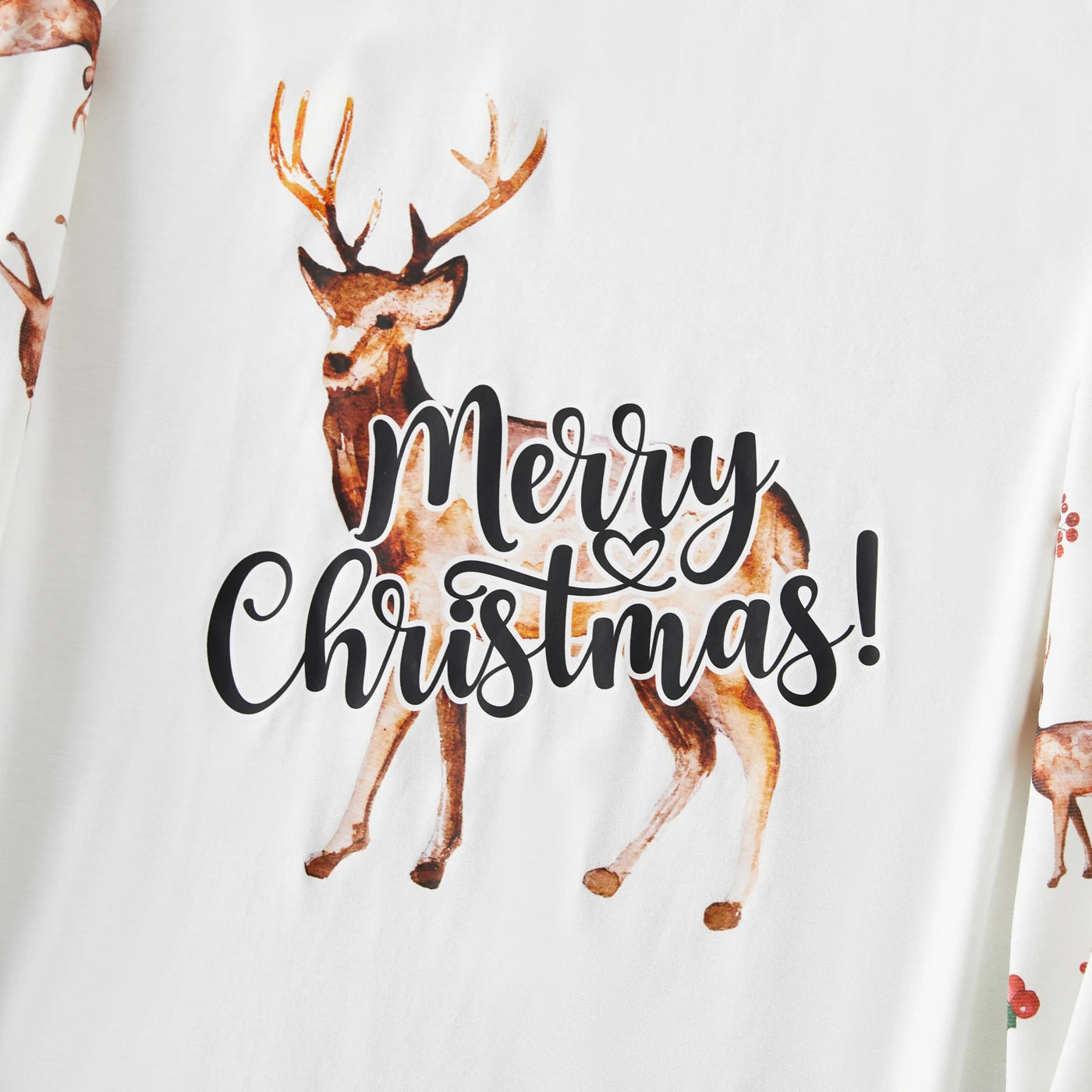 Maxy PatPat Christmas Family Matching Reindeer & Letter Print Long-sleeve Naia™ Pajamas Sets (Flame Resistant)