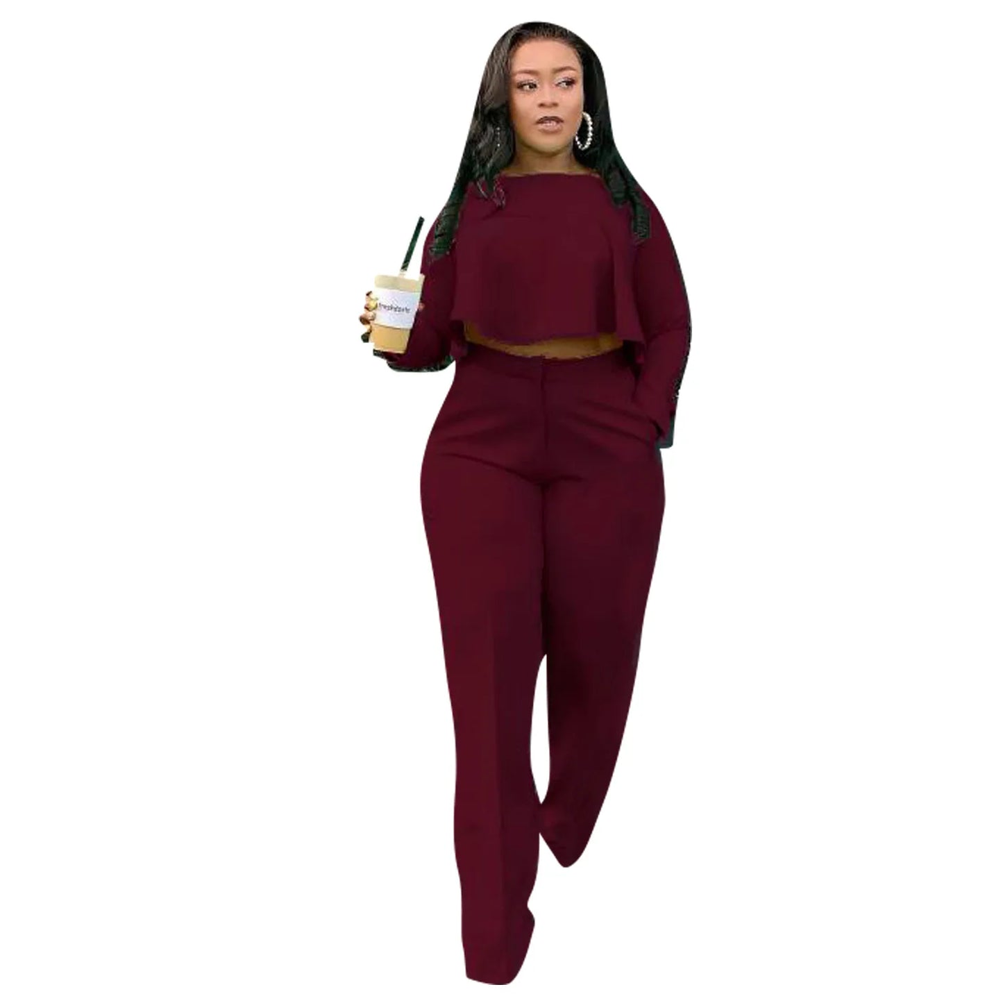 Maxy D8454 Two Piece Women Tracksuit Set Dashiki African Spring Summer Spring Long Sleeve Top and Pants Set Party Suit Matching Sets