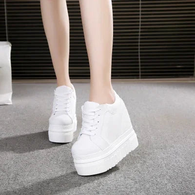 Maxy Embroidered Flowers Canvas Sneakers Autumn Women High Wedge Sneaker Fashion White/black/red Platform Woman's Sports Casual Shoes