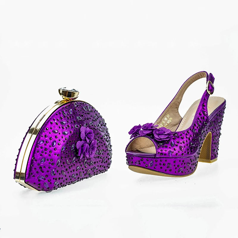 Maxy Fashion Top Italian Designers 2024 Casual Elegant Solid Color Clutch Bag Floral Sequin Summer Women's Platform High Heel Sandals