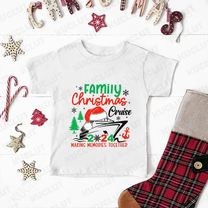 Funny Family Christmas Cruise 2024 T-Shirt Xmas Matching Family Cruising Outfits Party Squad Tshirt Harajuku Short Sleeve Tees