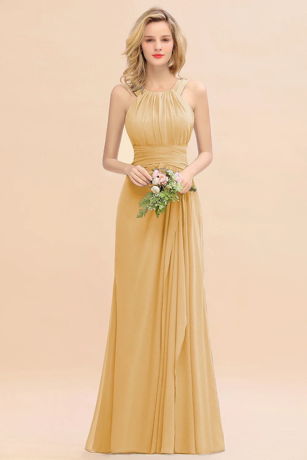 Amay Elegant Pleated Long Bridesmaid Dresses For Wedding Party Women Formal Chiffon Prom Evening Gowns Custom Made