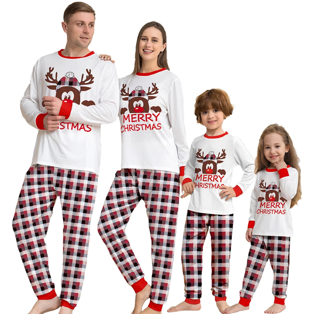 Christmas Family Matching Pajamas Set 2025 New Year Father Mother Daughter Son Long Sleeve Plaid Sleepwear Baby Soft Romper