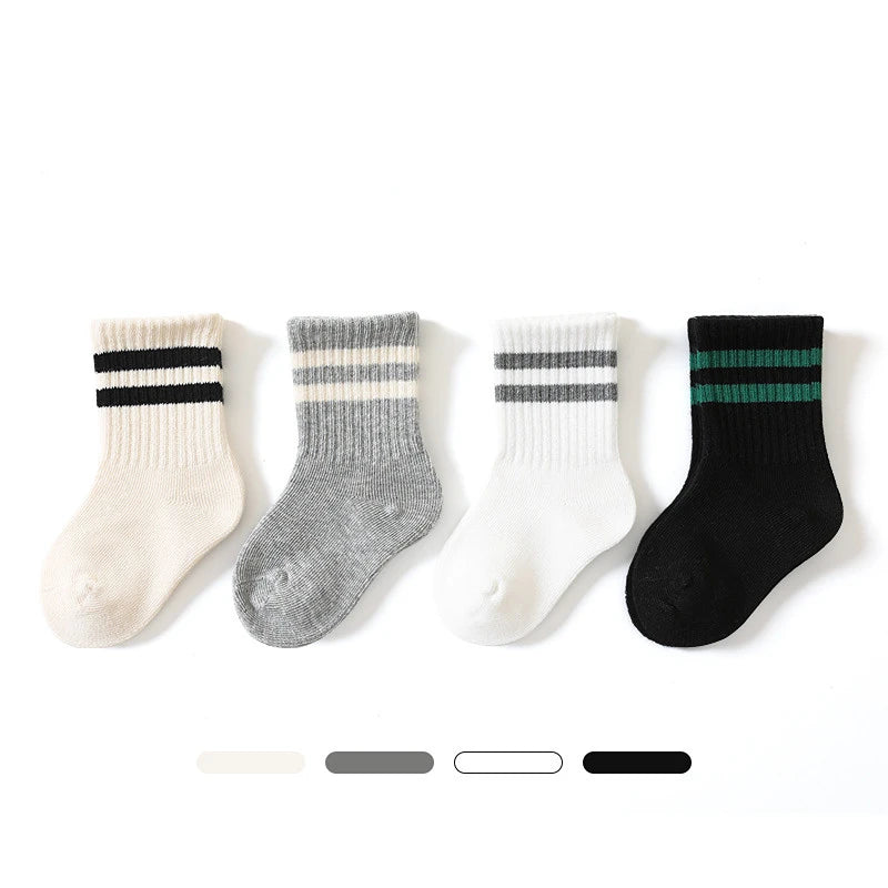 Maxy Children White Black Striped Sport Cotton Soft Tube School Ankle Short Socks for Baby Infant Toddler Kids Boys Girls Clothes