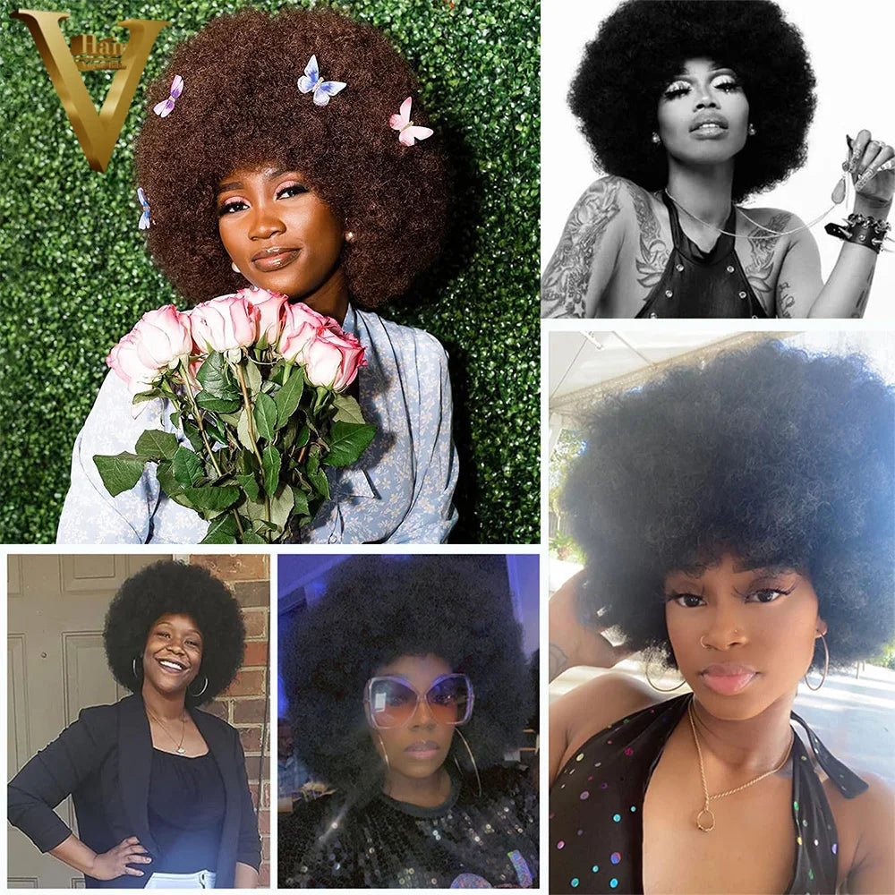 Amay Afro Kinky Curly Machine Made Wigs For Black Women Pre Plucked Remy Hair Wigs Brazilian Virgin Human Hair Full Machine Made Wig