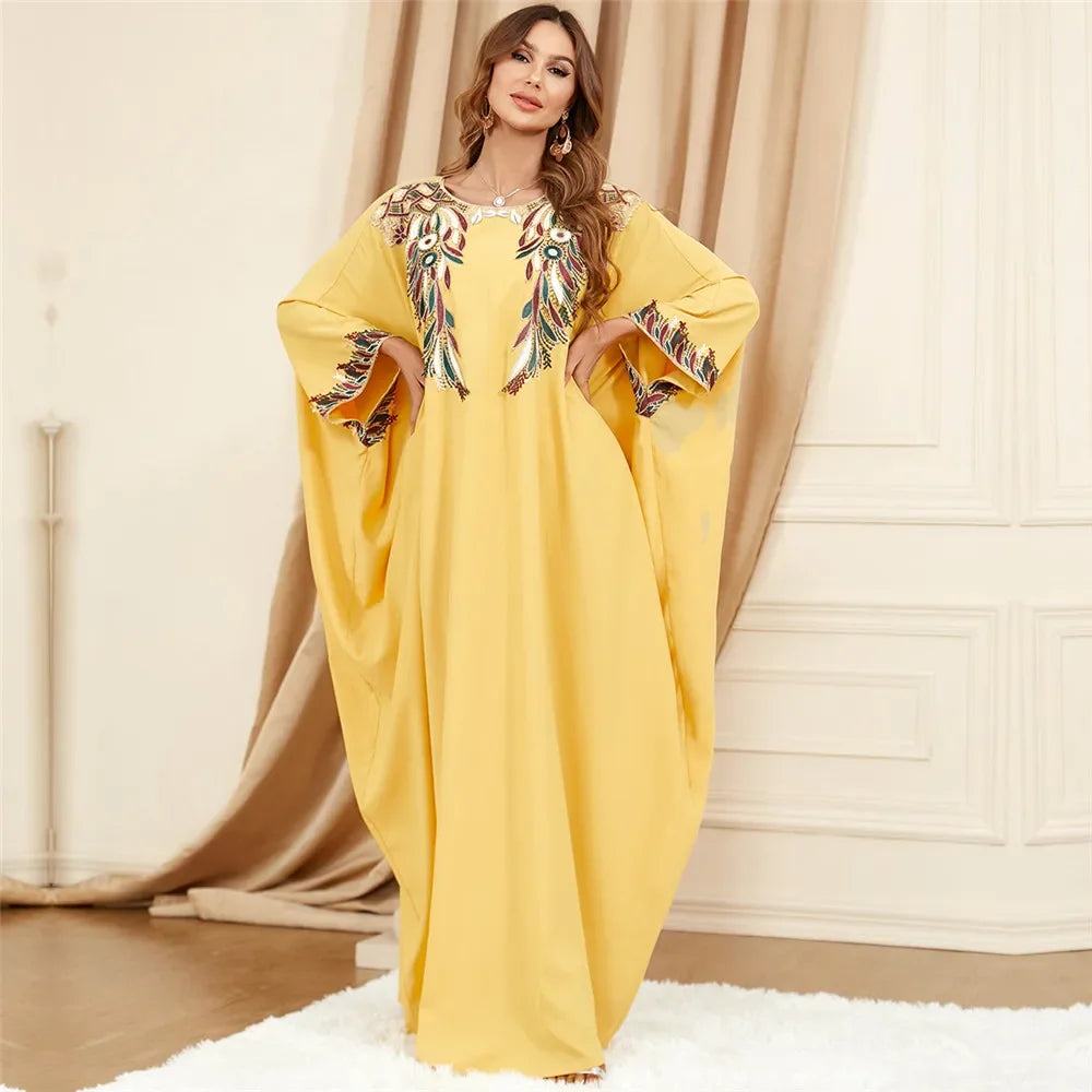 Maxy Ramadan Abayas for Muslim Women Casual Bat Sleeve Maxy Dress Turkey Arab Robe Dubai Islam Kimono Jalaiya Caftan Party Gowns