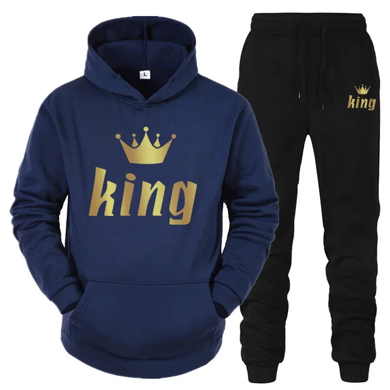 Maxy King And Queen Couple Outfit Hoodie and Jogger Pants High Quality Men Women Daily Casual Sport Jogging Suit King Queen Tracksuit