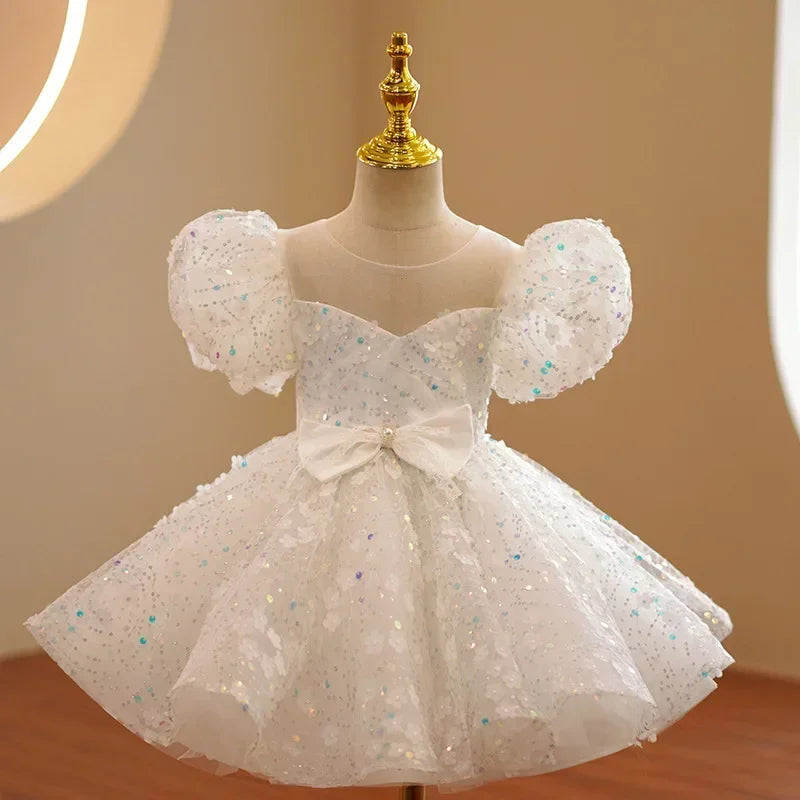 Maxy Children Evening Dresses for Girls 3 12 14 Years Kids Birthday Party Luxury 2023 Fluffy Ball Gown Wedding Prom Formal Lace Dress