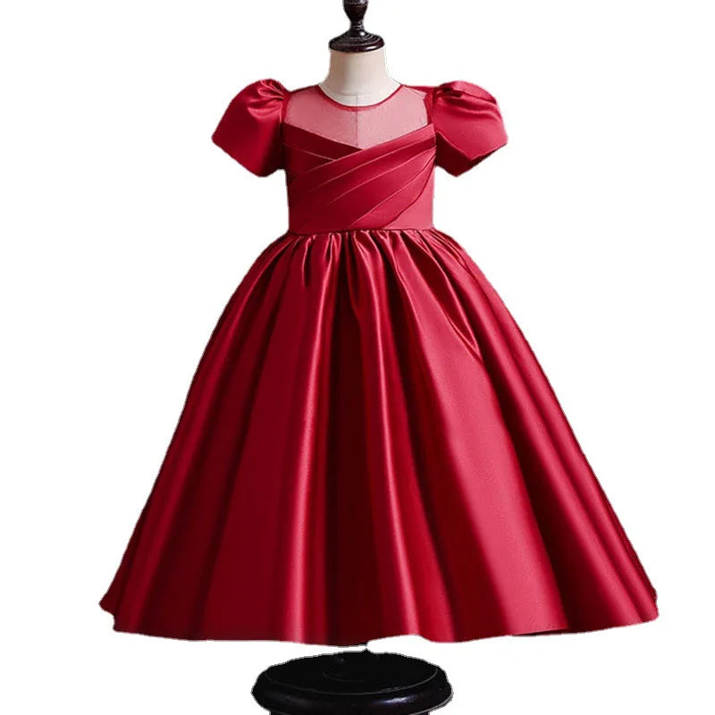 Maxy Girls Party Dresses Summer Luxury Elegant Bow Princess Dress Kids Baptism Lace Wedding Vest Birthday Evening Clothes 1-16 Year
