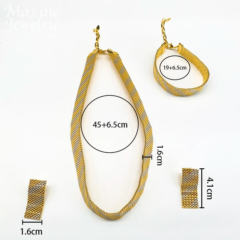 Maxy 18K Gold Plated Jewelry Set for Women Punk Chunky Necklace Earrings Bracelet Dubai Luxury Jewellery African Wedding Party Gift