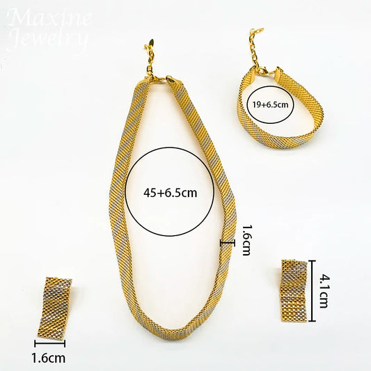 Maxy 18K Gold Plated Jewelry Set for Women Punk Chunky Necklace Earrings Bracelet Dubai Luxury Jewellery African Wedding Party Gift