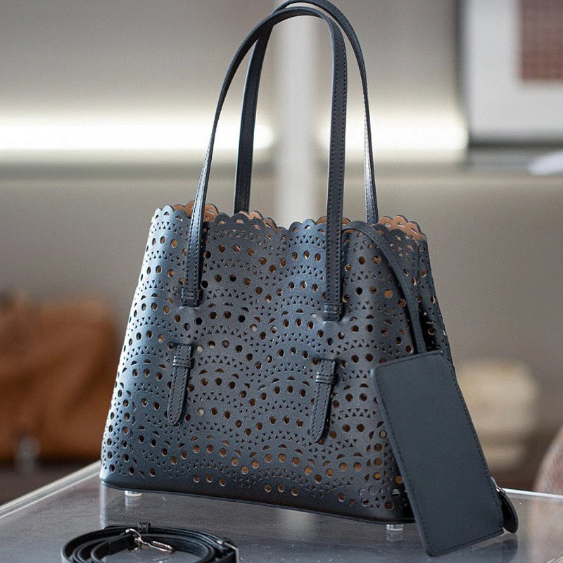 Maxy Custom Initials Genuine Leather Tote Bags For Women Luxury Designer Handbags Purses 2025 New In Cowhide Hollow Underarm Shoulder