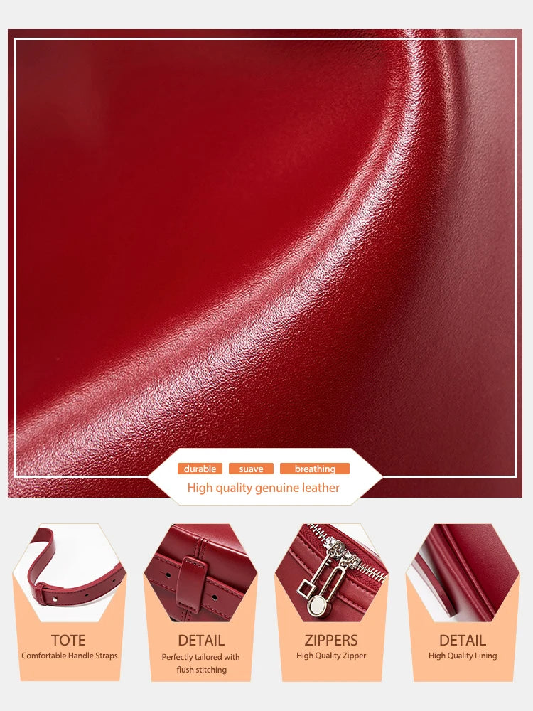 Maxy Zency Premium Genuine Leather Women's Handbag Luxury Hobo Bag Large Capacity Fashion Shoulder Bolsa for Wife Lover Girl Gift Sac
